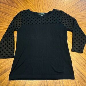 August Silk size M lightweight sweater with sheer panels.